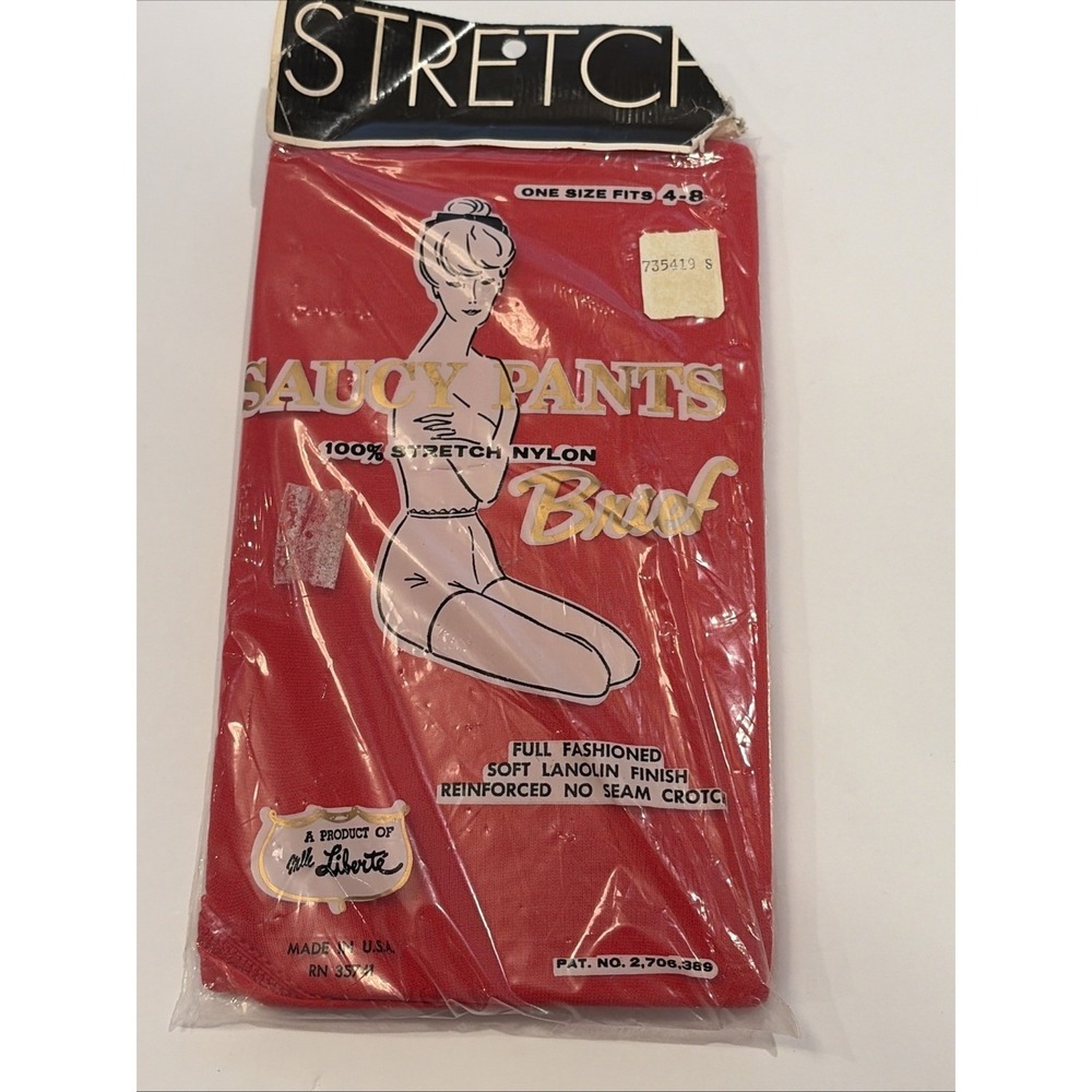 Vintage 1960s Saucy Pants Mlle Liberte Red Stretch Nylon Panty Brief NOS Sealed